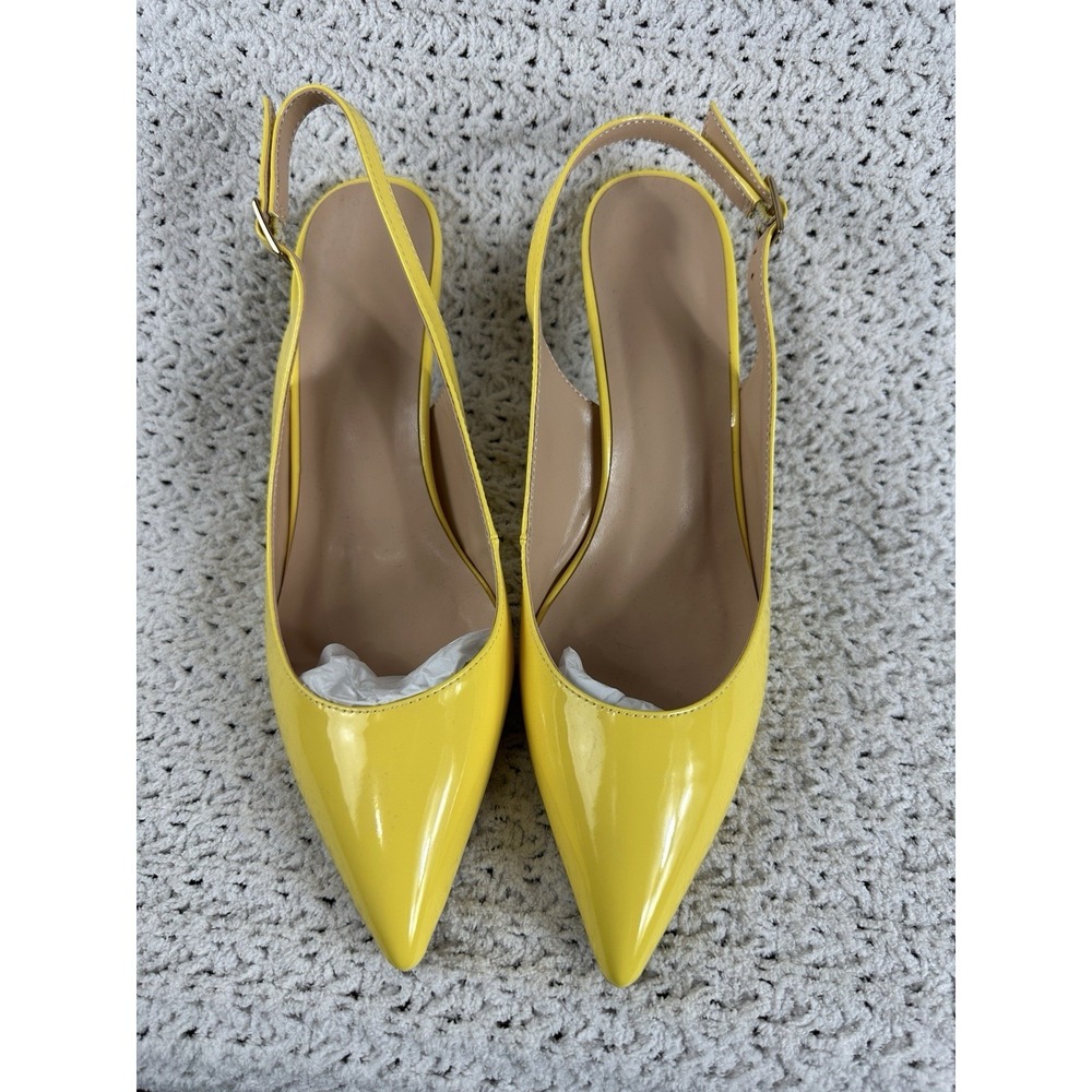 Yellow Patent Slingback Heels Pointed Toe Stiletto Pumps Womens Size 8